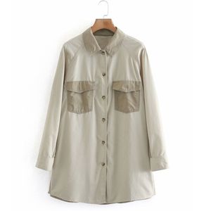 가을 여성 셔츠 자켓 코트 긴 소매 패치 워크 느슨한 여성 패션 스트리트 자켓 의류 210513