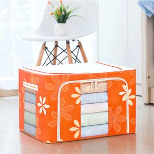 Oxford Storage Bag Large Capacity Quilt Clothes Case Visual Window Steel Frame Inside Foldable Two Side Door Opening Easy Taking TH0023