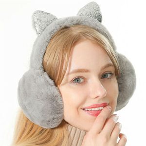 Mode Frauen Mädchen Winter Ohr Wärmer Ohrenschützer Katze Ohrenschützer Nette Stirnband Wärmer Plüsch Earflap Neueste Schwarz Earband