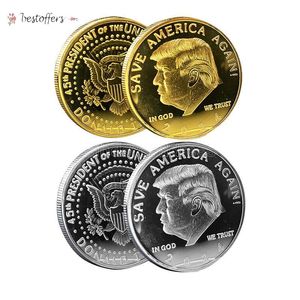 Золотые Блоки оптовых-Золото и серебряный козырь монеты монетные ремесла Сохранить Америку снова металлический значок BT17