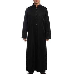 Roman Priest Cassock Costume Catholic Church Clergy Black Robe Gown Clergyman Vestments Single Breasted Button Adult Men Cosplay