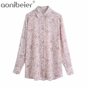 Mulheres paisley impressão solta chiffon blusas moda vintage manga comprida feminina camisas blusas chique tops 210604