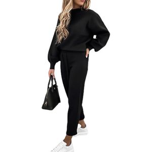 Conjunto de mulheres de manga comprida Sweatsuits Sweatsuits Pullover Tops e calças compridas Sweatpants 2 PCS Outfits Conjuntos Tamanho (S-3XL)