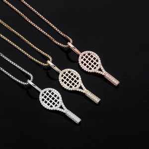 Pendant Necklaces 925 Silver Tennis Racket Filled With Zircon Female Hip Hop Personality Necklace Jewelry Amazon Cross-border