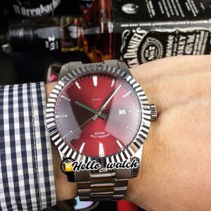 41mm M12710-0015 12710ゲント腕時計ローズレッドダイヤルアジアの自動メンズウォッチスティックマーカーステンレススチールブレスレット腕時計hwtd hello_watch