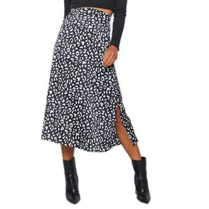 Frauen lange Röcke 2021 Sommer Leoparden gedruckter elastischer Taillenrock Femme Chiffon Party High Beach Boho Maxi