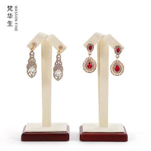 Wholesale vertical window for sale - Group buy Jewelry Pouches Bags Packaging Lacquered Wood Earring Stand Counter Display Props Live Window Earrings Vertical