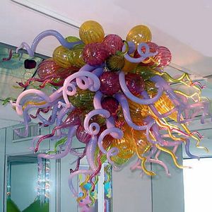 Lampade a sospensione Presa di fabbrica Lampadario personalizzato Lampadari moderni in vetro soffiato di Murano artistico per la decorazione del soggiorno Multi colore 32 pollici