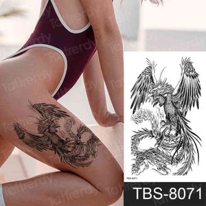 Fake Tatoo Vattentät Tatueringar Bady Art For Women Sexig Tillfällig Tatoos Dragon Tiger Phoenix Wolf Animals Tatoos Sticker