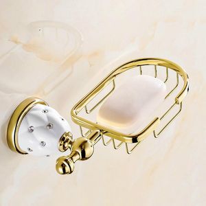 Soap Dishes Golden Brass Dish Finish Basket Bathroom Furniture Holder Wall Mounted Accessories ProductsSoap