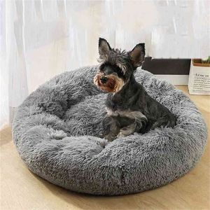 Dog Bed Round Plush Basket Kennel Cat House Winter soft comfortable breathable Smooth Warm Pet Sleeping Bag Cats Nest 210915