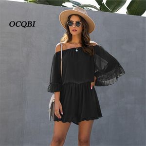 Chiffon Overall Plus Größe großhandel-Plus Size Womens Overall Casual Chiffon Playsuits Mode Strampler Frauen Overalls