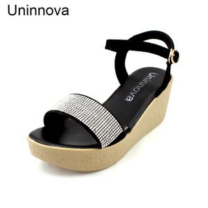 Wholesale comfortable red heels resale online - Women s Wedge High Heel Ankle Wrap Black Rose Red Casual Comfortable Crystal Sandals Extral Small Size Plus WSA042 Dress Shoes