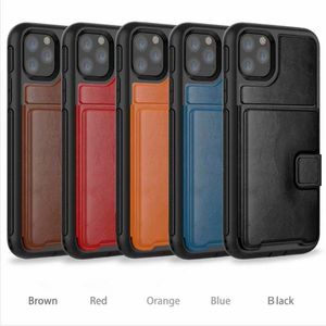 حالات الهاتف لآيفون 11 برو ماكس XS XR XR X 8 7 Plus Leather Three Wallet Case Wallet Case Case مع فتحة بطاقة
