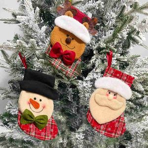 Zarte süße Kinder Weihnachtsstrumpf Schneemann Weihnachtsmann Bär Socken Süßigkeiten Geschenktüte Halter Kamin Weihnachtsbaum Dekoration