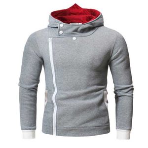 ZNG 2020 neue Frühling lässig Hoodie Oblique Zipper Solide Farbe Hoodies Männer Mode größe M-4XL X0621