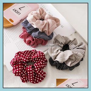 Headbands Jewelry Jewelry18 Style Scrunchies Headband Large Intestine Ties Ropes Elastic Stripe Band Girls Ponytail Holder Hair Aessories Dr