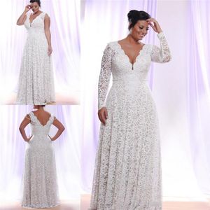 Wholesale sleeve backless wedding dress for sale - Group buy 2021 Cheap Plus Size Full Lace Wedding Dresses With Removable Long Sleeves V Neck Bridal Gowns Floor Length A Line Wedding Gown Dress