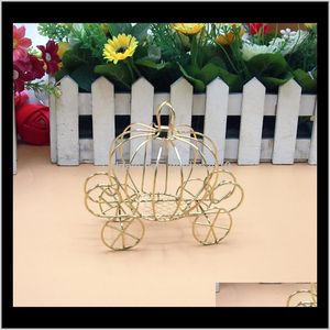 Gold Metal Pumpkin Carriage Candy Wedding Party Favor Gift Box Chocolate Packaging WB919 Yapuj P84RN