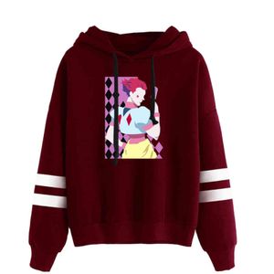 The Newest Comic Hisoka Felpe Uomo Donna Felpe Autunno Cartoon Hunter Ragazzi Ragazze Harajuku Felpa con cappuccio Casual rosso scuro Pullover Y1109