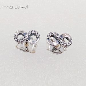 Hot Charms Designer Smycken Autentisk 925 Sterling Silver Love Infinite Stud Örhängen Pandora Örhängen Lyxiga Kvinnor Alla hjärtans dag Födelsedagspresent Bröllop 290695cz