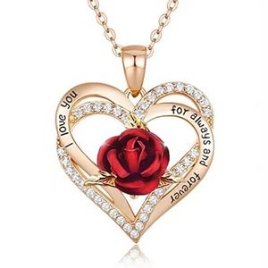 Bomboniera Coppia Love Rose Collana Lady Elegante Accessori per gioielli Banchetto Matrimonio San Valentino Anniversario Regalo