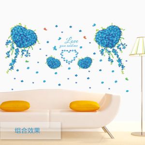 Väggklistermärken Blå Butterfly Love Clovers Sitting Room Bedroom Home Decoration Wall Stickers på väggen 210420