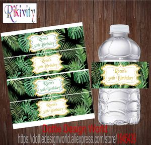 20 Personalizzato Jungle Forest Safari Bottiglia d'acqua tropicale Vino Birra Etichette Candy Bar Wrapper Sticker Compleanno Baby Shower Decorazione 210408