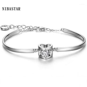 Selling Heart Shape Hollow With Crystal Silver Color verstelbare kreeft Sluiting Bangle voor Vrouwen Gift