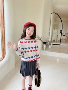 Süße Baby Mädchen Pullover Winter warme Kinder Mädchen gestrickte weiche Pullover Kinder lieben das Bedrucken von Kleidung