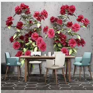 Kundenspezifische Wallpaper 3d Wandbilder für Wohnzimmer Rosa Blumen Hintergrund Wand