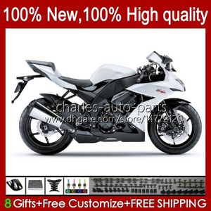 Комплект для тела для Kawasaki Ninja ZX1000 C 1000CC ZX1000C 08-10 Кузов 56NO.124 ZX 10R ZX10 10 R 1000 CC ZX-10R Жемчужь белый 2008 2009 2010 2010 ZX10R 08 09 10 Мотоцикле