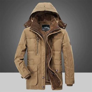 Windproof Fleece Jacket Men Warm Thick Windbreaker Military Coats Winter Hooded Parkas Outerwear Overcoat High Quality Clothing 211129