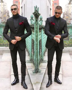 Os homens pretos elegantes terno dois pedaços feitos sob encomenda feitos casamento smoking fit noivo formal