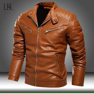 Motorcycle Jacket Men Autumn Winter Fashion Casual Leather Jacket Pu Zipper Basic Coat Male PU Faux Leather Cool Windbreaker 211018