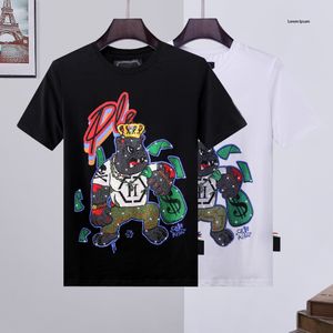 Phillip Plain Men Designer T Shirt Geometryczny wzór Summer Scasual Tee Style Ins Top Streetwear Loose High Quality Sport H232B