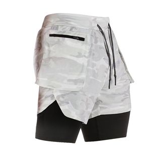 Men's Casual Shorts 2 in 1 Running Quick Dry Fitness Pants Homme Gyms Workout Sport Board Bottoms Male