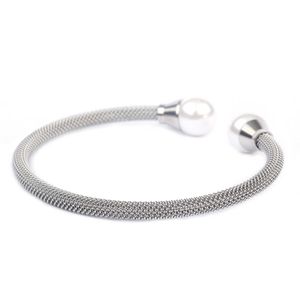 Women Bracelet with Pearl Twisted Mesh Steel Wire Ring Women Jewelry Gift for Drop Shipping Q0717