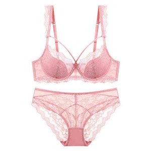 NXY sexy set2021 Thin Lined Plus Size Lace Bra and Panties Set Underwear with Bandage Women Push Up Lingerie A B C D E Cup 95C 95D 1127