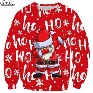 Cloocl Noel Moda Erkekler Kazak Ho Dabbing Noel Baba 3D Baskılı Uzun Kollu Giyim Unisex Streetwear Tops 211217