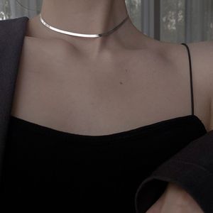 925 Sterling Custom Silver Snake Bone Necklace Women Temperament Clavicle Chain Simple Choker Trendy Accessories