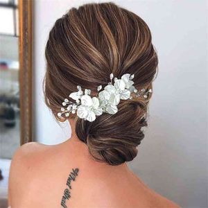 Le Liinブライダルクリスタルパールフラワーヘアクリップ花スタイルバレット花嫁ジュエリーブライドメイドウェディングアクセサリー210707