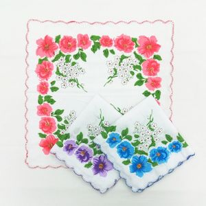 Drucken Taschentuch Jakobsmuschel Baumwollschneider Damen Taschentuch Handwerk Vintage Hanky Blumenhochzeitstaschentücher 30 * 30 cm Zufällig KKB7106