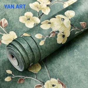 Retro American Style Home Decor Non Woven Wallpaper Self Adhesive Pastoral Bedroom Wall Covering Flower Paper Wallpapers