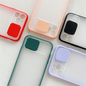 Camera Lens Camshield Protect Case för iPhone 12 Mini 11 Pro XS XR Max Sanmsung S21 Ultra S20 Plus Färg Candy Soft Edge Back Cover Fodral