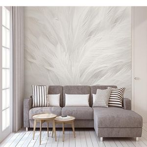 Wallpapers Custom 3D Canvas Mural Net Red Fashion Personality Warm White Feather Business Family Living Room Background Wallpaper