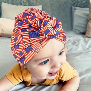 15735 Independence Day Infant Baby Hat Knot Headwear Child Toddler Kids Beanies Turban Donuts Hats Children Accessories