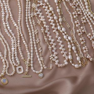 Łańcuchy Luksusowe Pearl Naszyjnik Dla Kobiet Trendy Elegancka Asymetria Łańcuch Wisiorek Nekclace Gładki Heart Bride Biżuteria Kochanek Prezenty