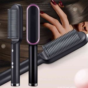 Professionell Straightener Temperatur Ionic Brush Rätare Hot Comb Curling Iron Curler För Kvinnor Hår