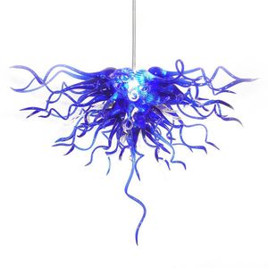 1 Piece American Style Chandelier Lamp Cobalt Blue Clear Color Coffee Hotel Bar Hand Blown Glass Pendant Light Store Art Decor 70 by 60 CM